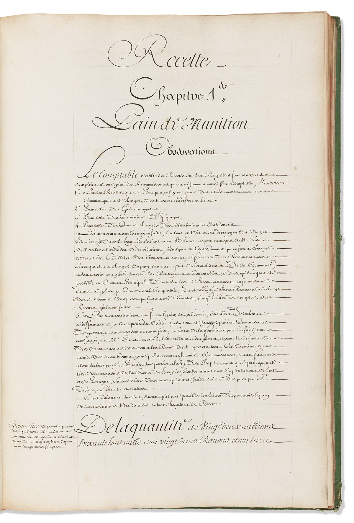 Army of Bohemia, Manuscript on Paper. Account of Supplies, Equipment and Food Used by the Army: 1741-1743.
